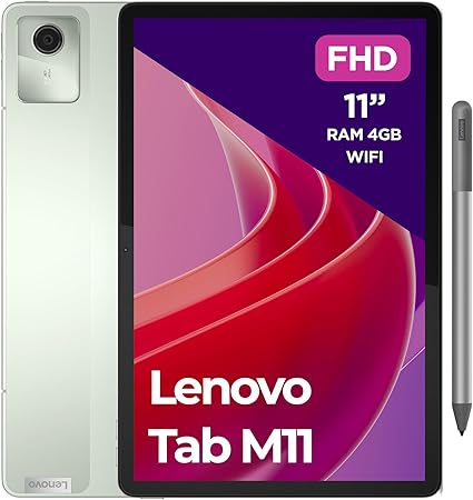 Lenovo Tab M11, Tablet Display 11" WUXGA (1920x1200), MediaTek Helio G88, RAM 4GB, 128GB, WiFi, Android 13 – Scocca in alluminio, Seafoam Green, Tab Pen Inclusa - Esclusiva GigaTech