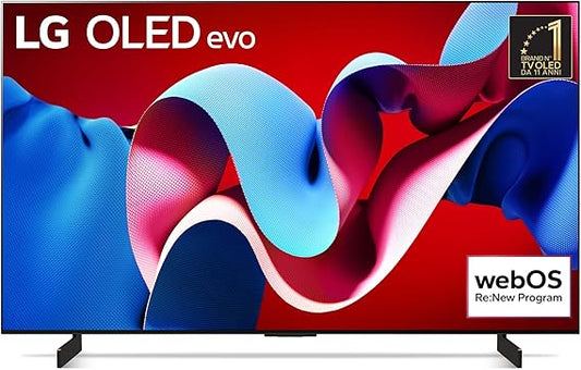 LG OLED evo 42'', Serie C4 2024, OLED42C44LA, Smart TV 4K, Processore α9 Gen7, OLED Dynamic Tone Mapping Pro, 20W, Dolby Vision, 4 HDMI 2.1 4K@144Hz, GSync, VRR, Alexa, ThinQ AI, webOS 24