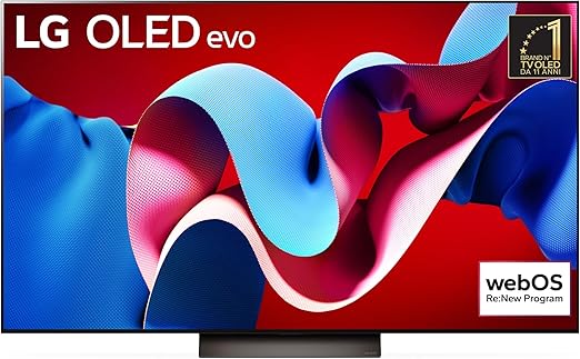LG OLED evo 55'', Serie C4 2024, OLED55C46LA, Smart TV 4K, Processore α9 Gen7, Brightness Booster, 40W, Dolby Vision, 4 HDMI 2.1 4K@144Hz, GSync, VRR, Alexa, ThinQ AI, webOS 24