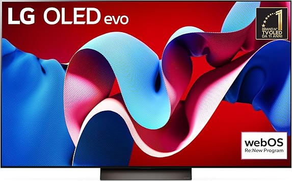 LG OLED evo 55'', Serie C4 2024, OLED55C46LA, Smart TV 4K, Processore α9 Gen7, Brightness Booster, 40W, Dolby Vision, 4 HDMI 2.1 4K@144Hz, GSync, VRR, Alexa, ThinQ AI, webOS 24