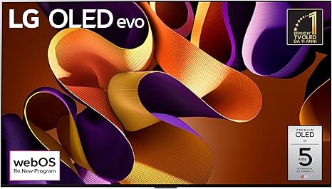 LG OLED evo 65'', Serie G4 2024, OLED65G45LW, Smart TV 4K, Staffa a muro inclusa, Processore α11, Brightness Booster Max, 60W, Dolby Vision, Wi-Fi 6, 4 HDMI 2.1 4K@144Hz, GSYNC, VRR, ThinQ AI, webOS24