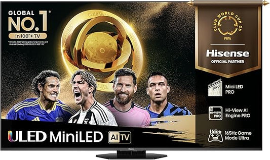 Hisense TV 65" Mini-LED 165Hz 4K 2025 65U8Q, Octagonal Stand, Dolby Atmos Multi-Channel Surround 4.1.2, Smart TV VIDAA U9 con 1000+APP, Dolby Vision IQ, HDR 10+, 165Hz Game Mode Ultra, Alexa Built-in