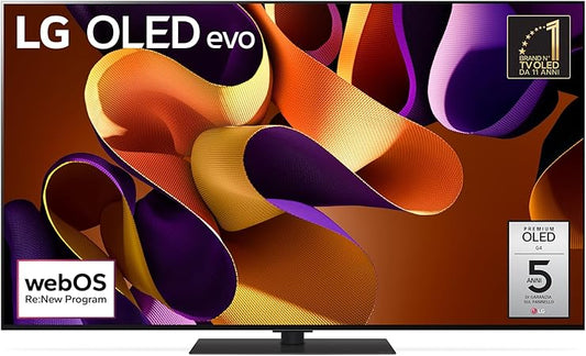 LG OLED evo 65'', Serie G4S 2024, OLED65G46LS, Smart TV 4K, Base da appoggio, Processore α11, Brightness Booster Max, 60W, Dolby Vision, Wi-Fi 6, 4 HDMI 2.1 4K@144Hz, GSYNC, VRR, ThinQ AI, webOS 24